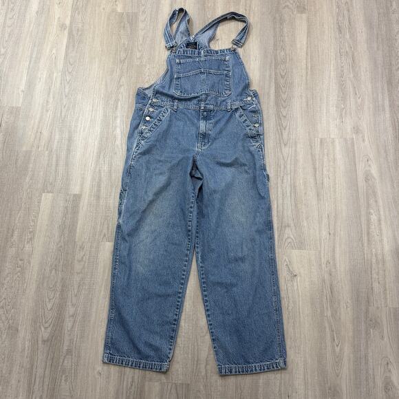 Vintage Faded Glory Overalls Men's Large Blue Denim Jeans Carpenter Bibs Work - Picture 8 of 12